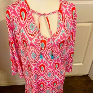 Viv & Lou Tunic Dress L / XL Vibrant Print Pink